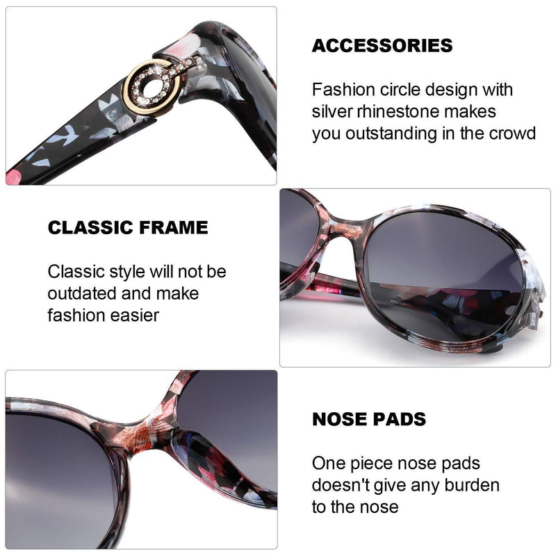 [Australia] - FIMILU Anti-Glare HD Polarized Sunglasses for Women Classic Oversized 100% UV400 Protection Fashion Retro Eyewear Floral Frame / Oversized Polarized Sunglasses 