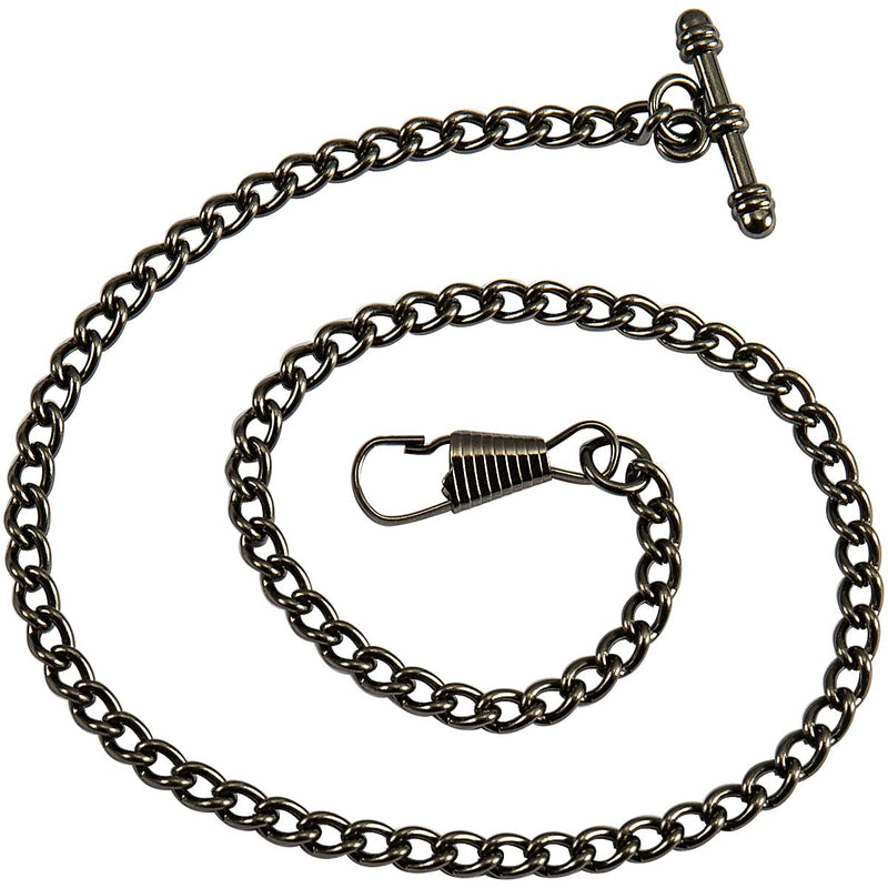 [Australia] - ManChDa Black 13 Inch Single Albert Curb T-Bar Pocket Watch Chain Link 