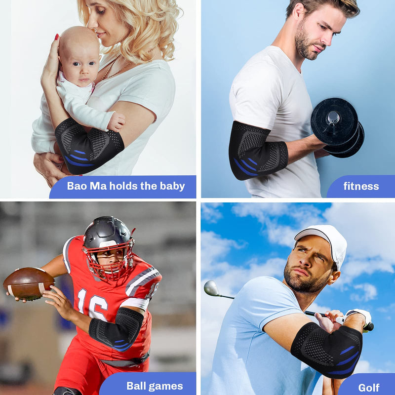 [Australia] - 2 in 1 Tennis Elbow Brace for Women Men, Compression Sleeve with Integrated Elbow Pads Breathable Tendonitis elbow Support Protector for Sports Golfer's Elbow Arthritis Treatment Reduce Joint Pain Medium 
