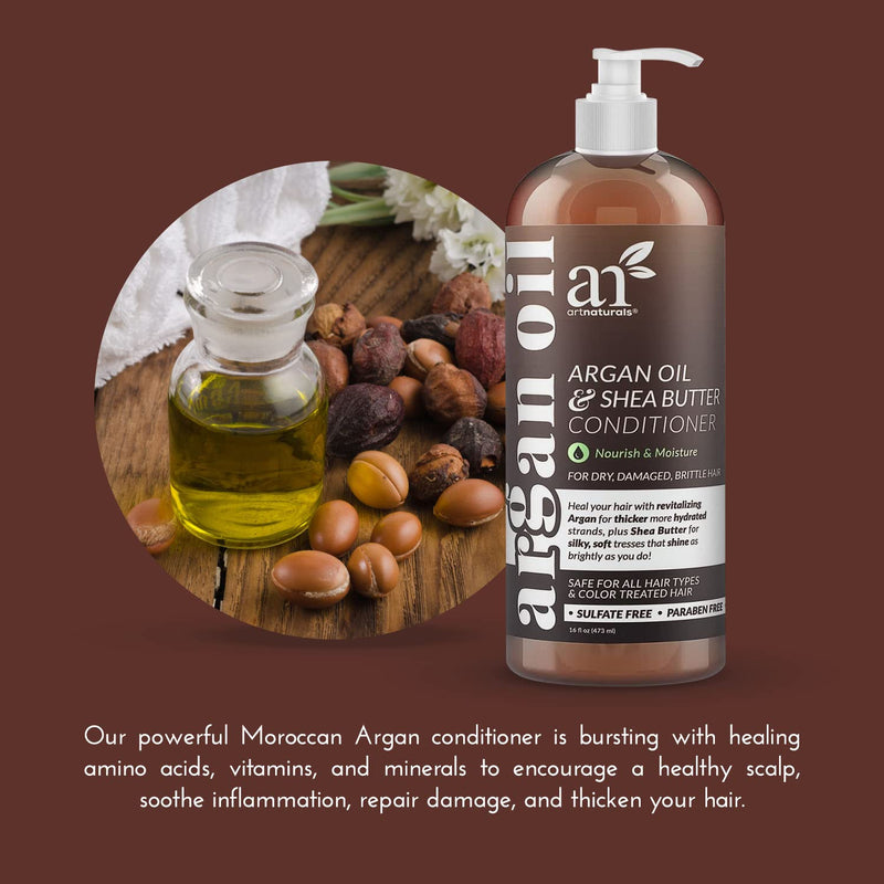 [Australia] - ArtNaturals Argan Oil Hair Conditioner - (16 Fl Oz / 473ml) - Sulfate Free - Deep Conditioning Treatment for Natural, Oily, Curly, Color Treated, Damaged and Dry Hair - Moisturizing for Men and Women 