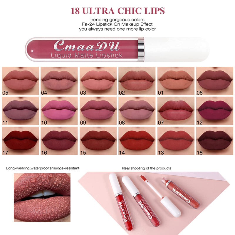 [Australia] - 6 pcs/Set Makeup Matte Lipstick Lip Kit Long Lasting Waterproof Velvet Lip Gloss Set Pigmented Lip Makeup Gift Sets for Girls and Women ( Set 1 (6PCS)) Set (6PCS) 