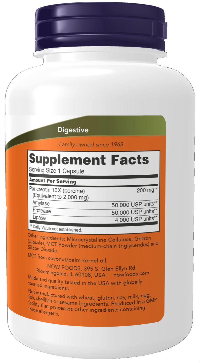 [Australia] - NOW Supplements, Pancreatin 2000 with naturally occurring Protease (Protein Digesting), Amylase (Carbohydrate Digesting), and Lipase (Fat Digesting) Enzymes, 250 Capsules 250 Count (Pack of 1) 