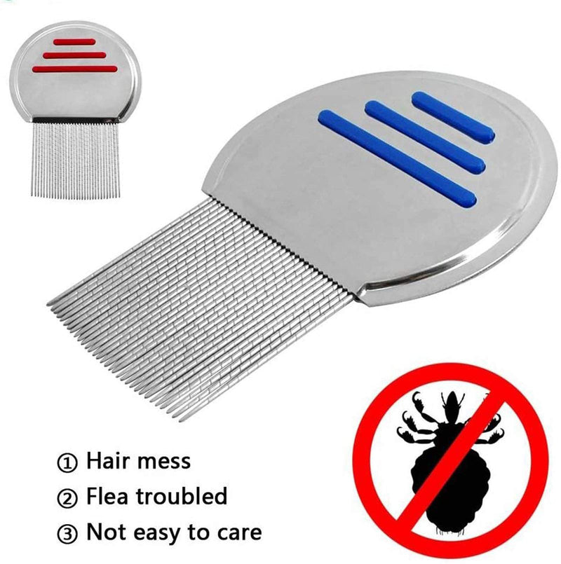 [Australia] - Lice Nit Comb Get Down Stainless Steel Metal Tooth Head Long Teeth/Professional Stainless Steel Nit Comb for Head Lice Treatment,Reusable,Removes Louse Nits (Pack of 2) Pack of 2 
