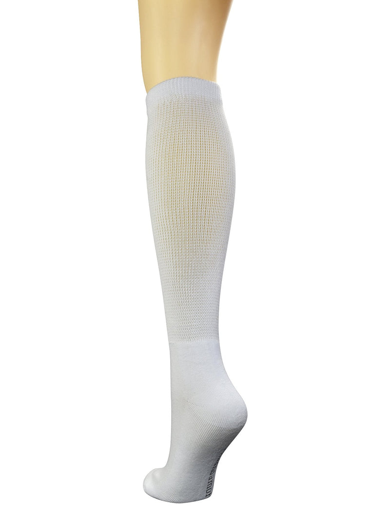 [Australia] - Yomandamor Women's Non-binding Cotton Knee-Hi Diabetic Socks Boot Socks with Cushion Sole and Seamless Toe,4 Pairs L Size 9-11 4 Pairs Solid White 