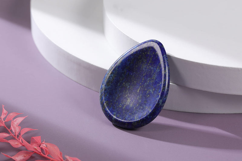 [Australia] - Jovivi Lapis Lazuli Thumb Worry Stone Palm Healing Stones Pocket Natural Blue Gemstone Chakra Reiki Crystal Therapy Geometry Dyed Lapis Lazuli 