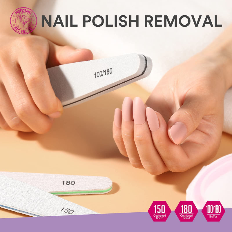 [Australia] - Nail File, Teenitor Gel nail file Set Professional Nail Buffer File Block Natural Manicure File Nail Polisher Washable Double Sided Grit 150/180/200/240/280/1000/4000 Buffer 