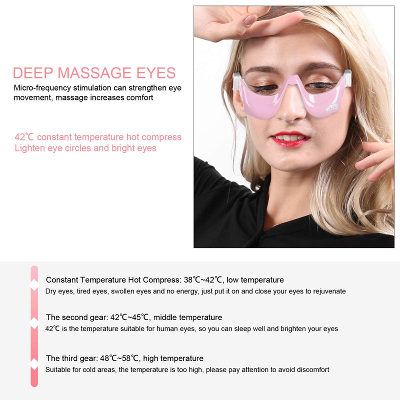 [Australia] - Eye Massager, Eye Beauty Instrument Eye Fatigue Relief Ems Microcurrent Eye Massage Machine For Relieves Massage Pen Eye Massager Electric For Patches Dark Circles Puffy [Pink] 