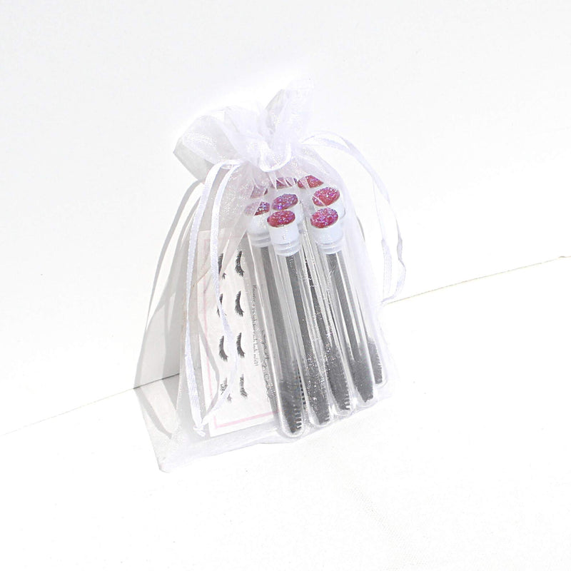 [Australia] - Pink Druzy Lash Extension Brush Wands | 20 Pack | Black Spoolie Brush in Test Tube with Sparkly Pink Druzy Jewel Cabochon on Lid Disposable Mascara Wand 