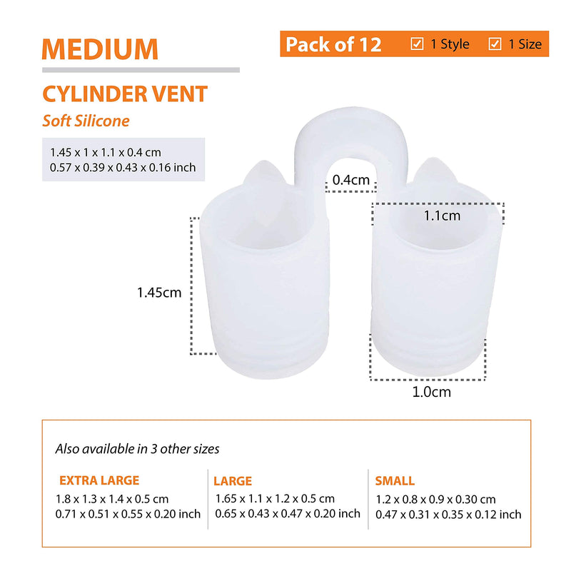 [Australia] - Nose Vent Sinus Relief Dilator (Pack of 12 Medium Size) Soft Silicone Vents - A Simple Solution for Nasal Snorers - Reusable Snoring Device to Enjoy a Peaceful Night's Sleep by Mobi Lock 