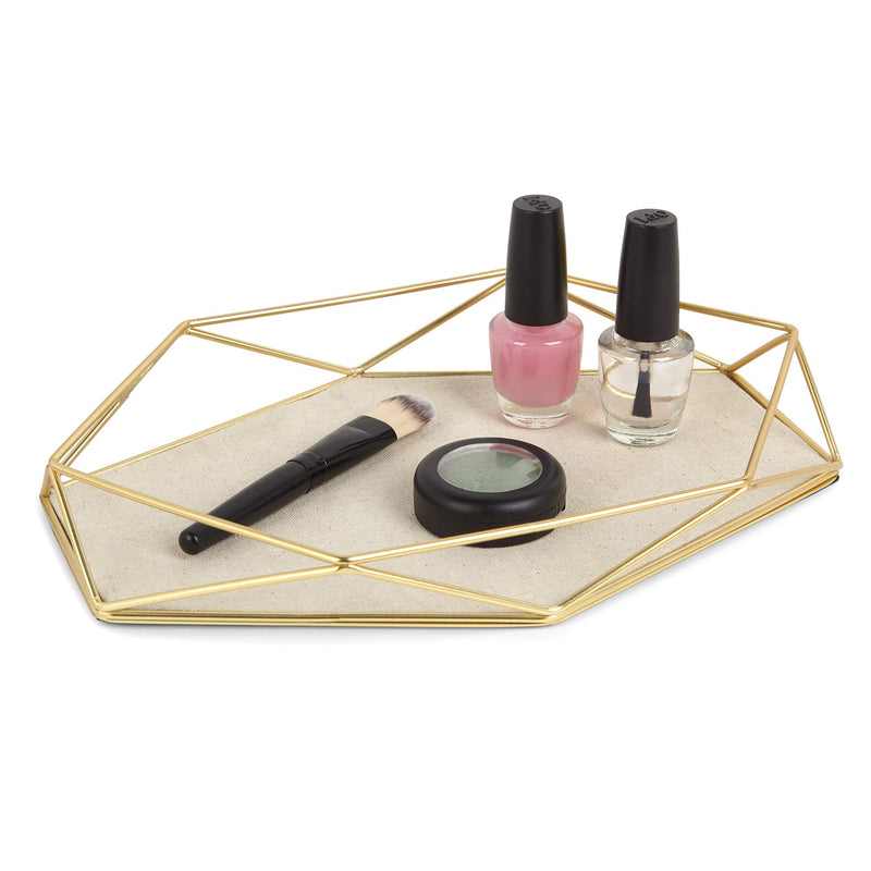 [Australia] - Umbra 299481-221 Prisma Tray, Geometric Plated Jewelry Storage, 11" Length x 7.25" Height x 1.5” Width, Matte Brass 