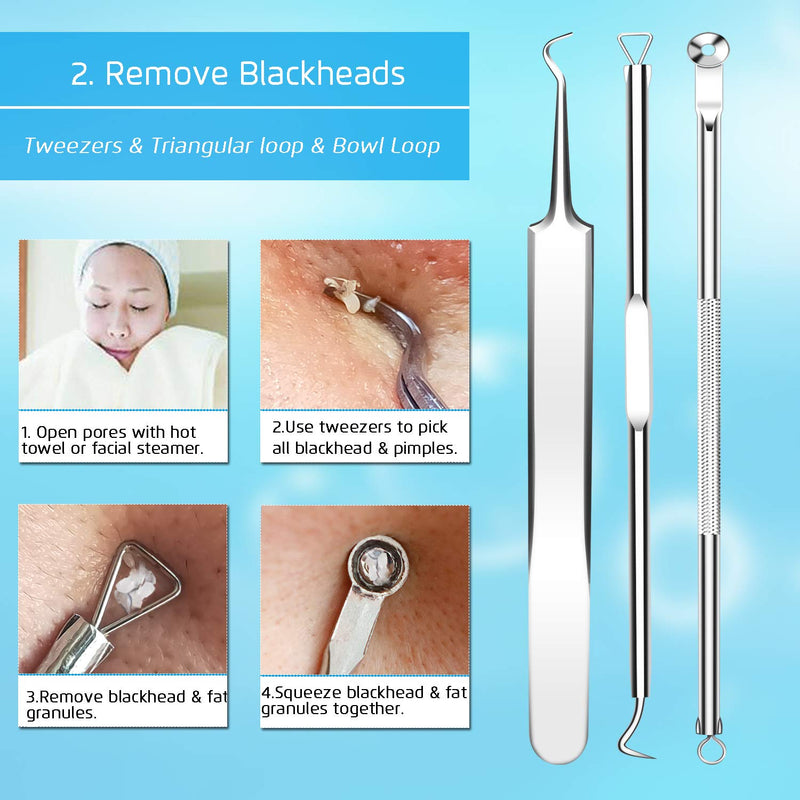 [Australia] - Premium Blackhead Remover, Comedone Blemish Acne Extractor,Popping Pimple Popper Whitehead Removal, Precision Tweezers, Zit Removing, Milia Remove 