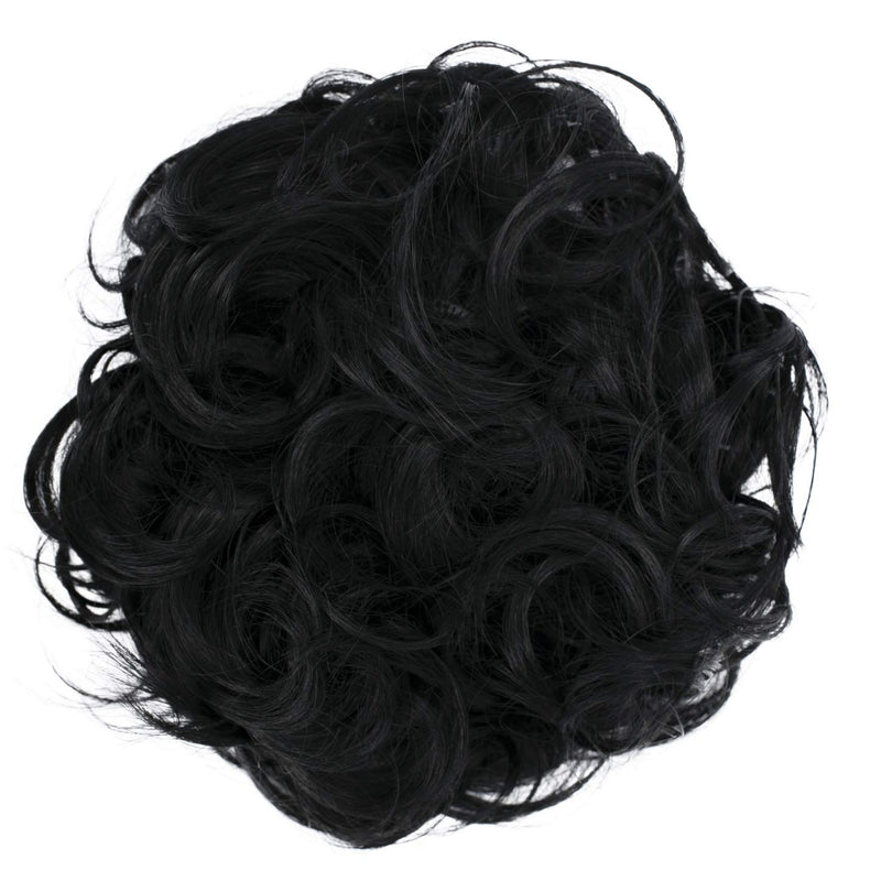 [Australia] - PRETTYSHOP Messy Scrunchie Bun Voluminous Wavy Hairpiece Heat-resistant Synthetic Fibres Black G1A black #1B G1A 