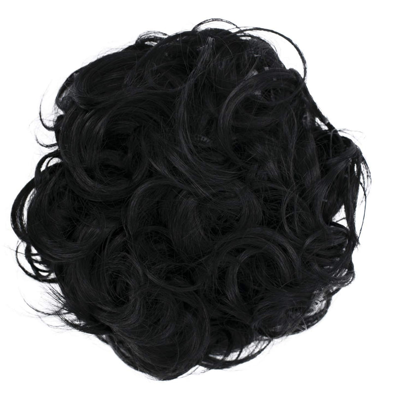 [Australia] - PRETTYSHOP Hairpiece Scrunchy Updo Bridal Hairstyle Voluminous Slightly Wavy Messy Bun Black G1E black #1 G1E 