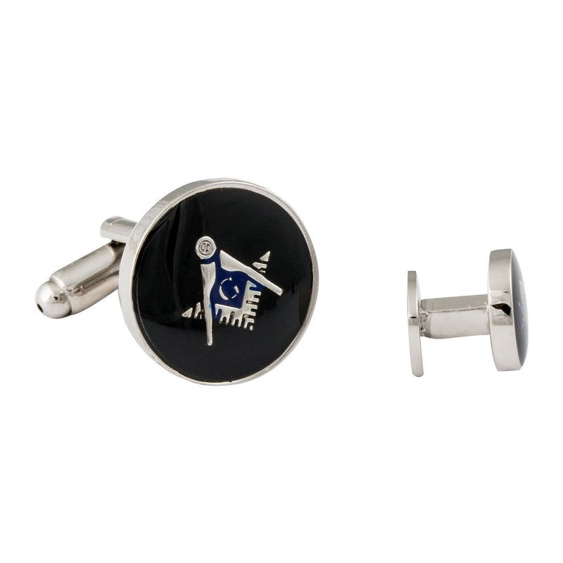 [Australia] - Cuff-Daddy Freemason Masonic Cufflinks Studs Silver Black with Presentation Box 