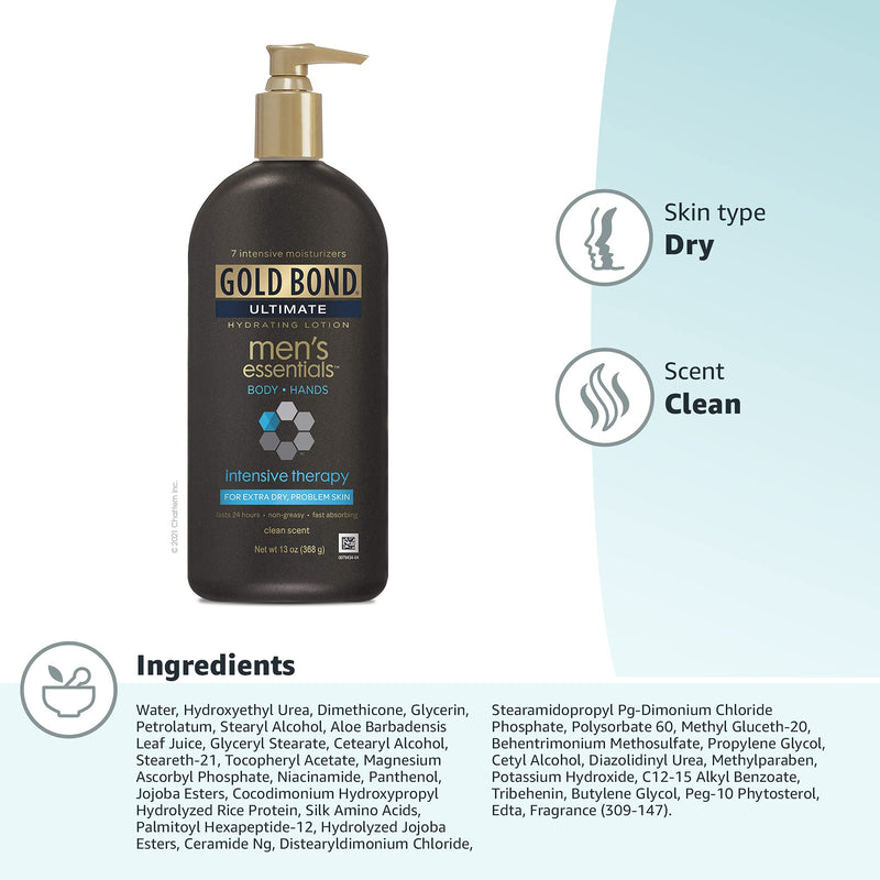 [Australia] - Gold Bond Men's Essentials Hydrating Lotion 13 oz., Intensive Therapy for Extra Dry Skin 