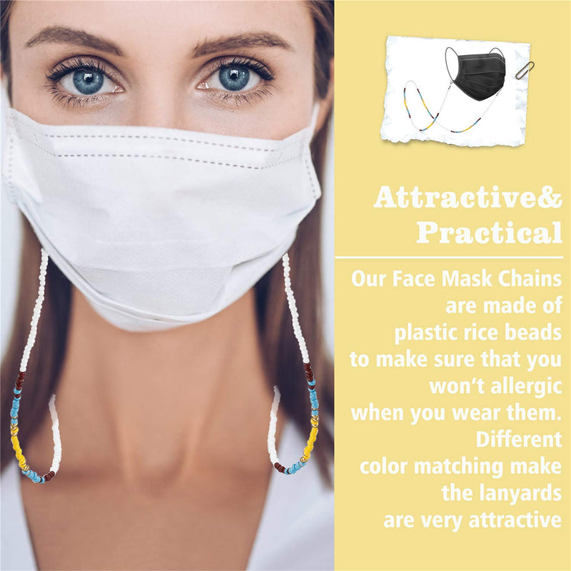 [Australia] - Mask Holder Chain Lanyard Necklace for Women Girls, Stainless Steel Strap Chains for Eyeglass Glasses Black+rice 