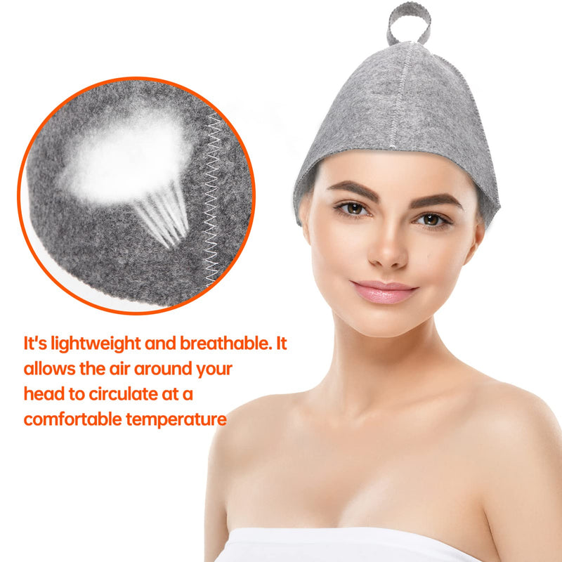 [Australia] - FOMIYES Original Wool Sauna Hat for Women and Men 2 Pack 100% Natural Felt Sauna Accessories Grey 