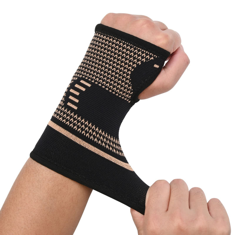 [Australia] - Wrist Brace for Carpal Tunnel Relief, Wrist Compression Glove Wrist Support Sleeves (Pair), Fit for Tendonitis, Golf, Yoga, Arthritis, Wrist Sprain, Copper-Infused Nylon Breathable and Sweat,Large Black Large 