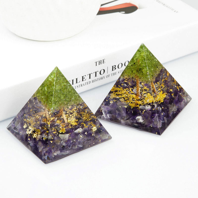 [Australia] - Nupuyai Amethyst Tree of Life Healing Crystal Pyramid with Gift Box, Spiritual Ornament Quartz Point Reiki Energy Figurine for Protection #1-purple 