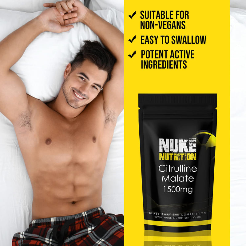 [Australia] - Nuke Nutrition L Citrulline Malate Capsules | 60 Capsules | High Strength 1500mg Dose Supplement | Boost Circulation, Performance & Muscle Recovery | 100% Natural, Preservative & Filler Free | Vegan 60 Count (Pack of 1) 