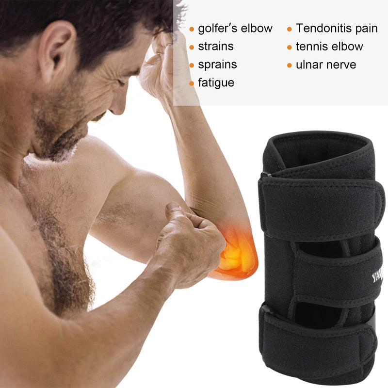 [Australia] - Elbow Brace, Elbow Immobilizer Stabilizer Support Brace/Splint, Night Elbow Splint for Sleeping, Adjustable Stabilizer with 4 Removable Splints for Cubital Tunnel Syndrome, Tendonitis, Ulnar Nerve, Men, Women (Black, 24 inch x 9 inch) Black 
