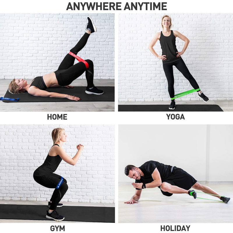 [Australia] - Amonax Resistance Bands Set for Women and Men, Exercise Fitness Home Gym Bands for Legs and Glutes and Arms. Yoga, Pilates Resistant Band Mini Loop Bands, Therapy Stretch Band Green+Blue+Red+Black 