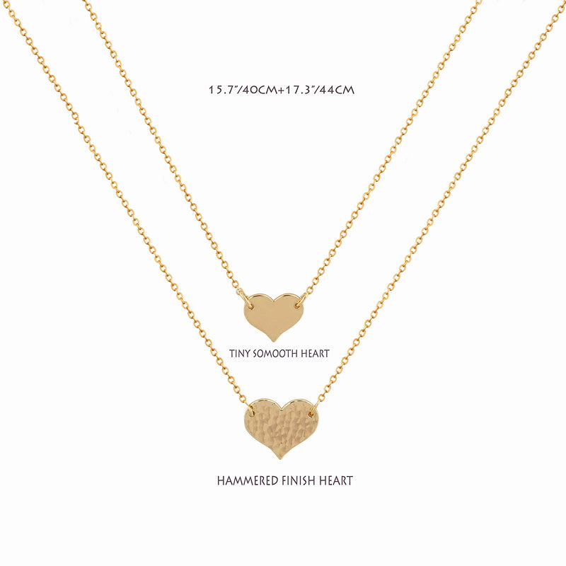 [Australia] - Mevecco Layered Heart Necklace Pendant Handmade 18k Gold Plated Dainty Gold Choker Arrow Bar Layering Long Necklace for Women… 2 Layer Heart Gold 