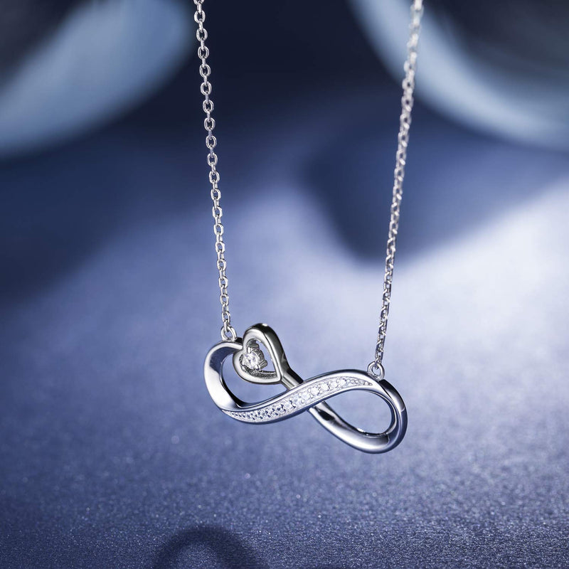 [Australia] - NINAMAID Necklace for Women Girls Wife 925 Sterling Silver Necklace Infinity Forever Love Heart Jewelery Pendant Present for her 