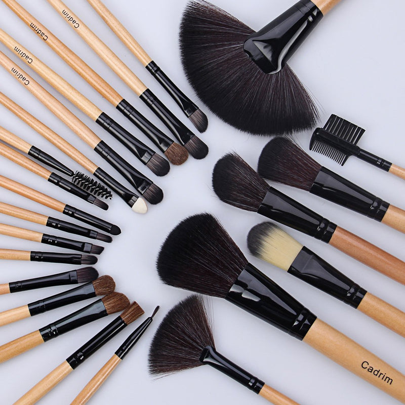 [Australia] - Make up Brushes,Cadrim 24 pcs Natural Hair Professional Makeup Brush Set Travel Makeup Brush Kit with Case (burlywood) yellow 