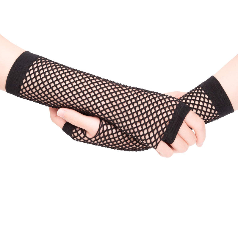 [Australia] - SAVITA Fingerless Long Gloves Pierced Elbow Length Satin Gloves 19 Inches Stretchy Opera Evening Party 1920s Gloves for Women Black 1 