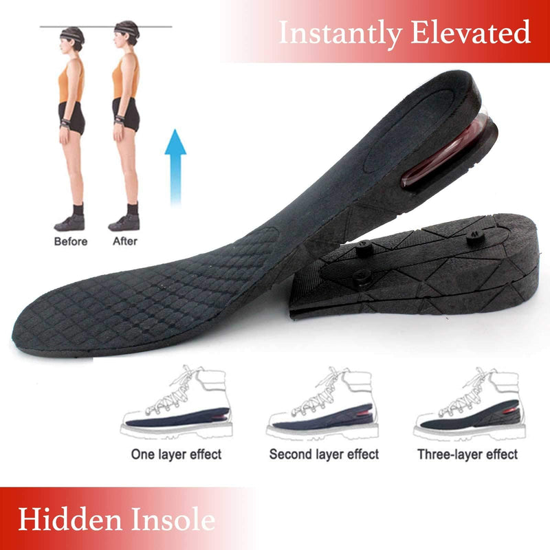 [Australia] - Height Increase Insoles, 3-Layer 1.2" to 2.75” Variable Height Increase Shoe Lifts, Air Cushion Taller Sole Lift, Heel Lift Shoe Height Inserts for Men and Women 3 layer 
