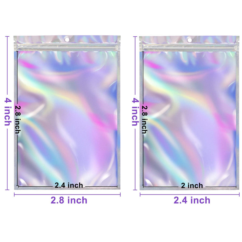 [Australia] - BQTQ 200 Pieces Foil Bags Resealable Ziplock Bags Holographic Colour Smell Proof Bags for Party Favor Food Jewellery Storage, 6x10cm / 7x10cm 6 x 10cm / 7x10cm 