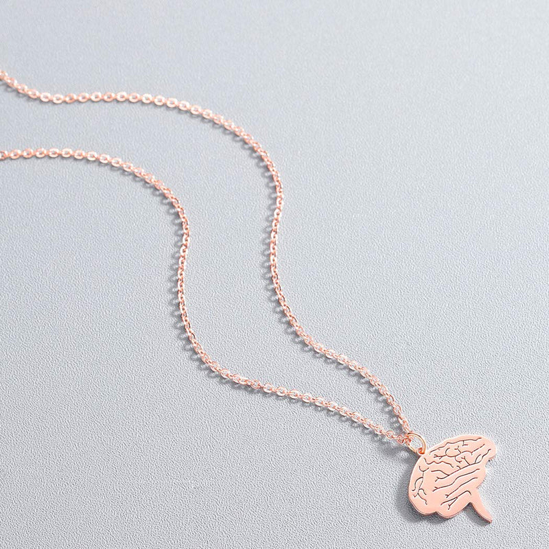 [Australia] - BELUCKIN Anatomical Human Brain Charm Pendant Necklace Medical Student Gift rose gold 