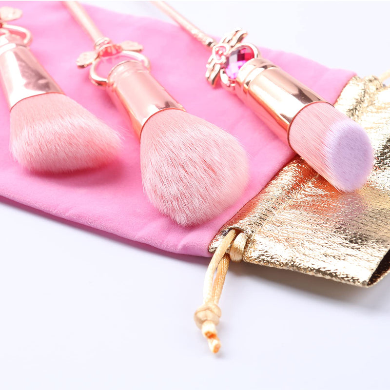 [Australia] - 10pcs Sailor Moon Makeup Brushes Set, Kawaii Cosmetic Brushes Pink Make up Brushes Basic Set with Brush Cleaning Mat and Pink Bag Novelty Gift for Girl Women 