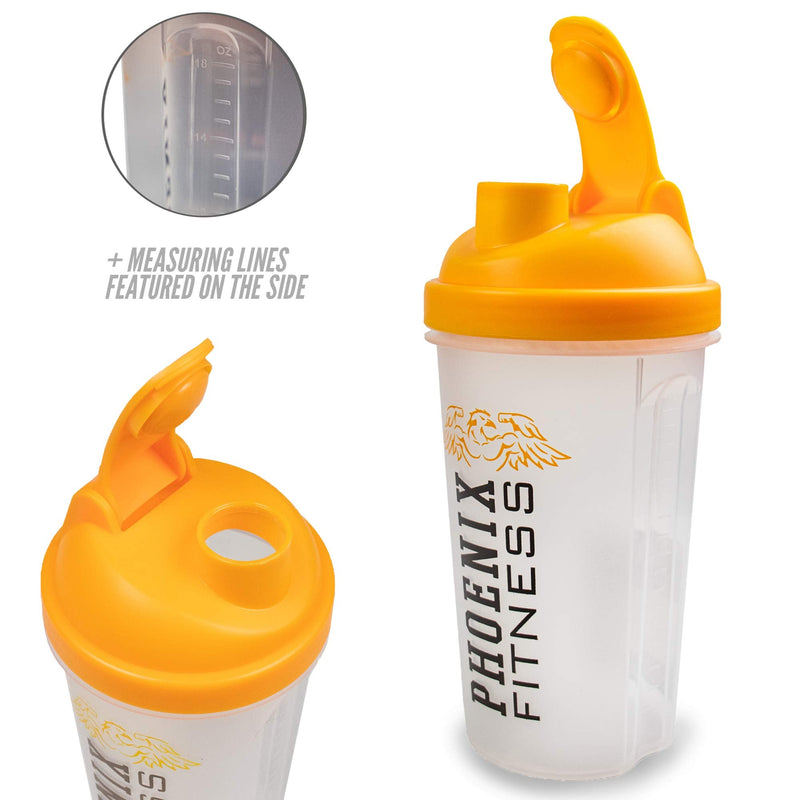 [Australia] - Phoenix Fitness Protein Shaker Bottle - 500ml BPA Easy Clean Drinks Bottle - Protein Bottle with Measurement Markings, Filter and Screw Top Lid 