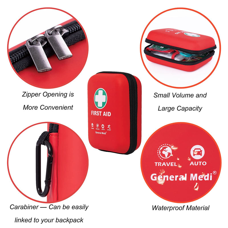 [Australia] - First Aid Kit - 170 Pieces Hard Case and Lightweight - Includes 2 x Eyewash,Instant Cold Pack,Emergency Blanket for Travel, Home, Office, Vehicle Red 