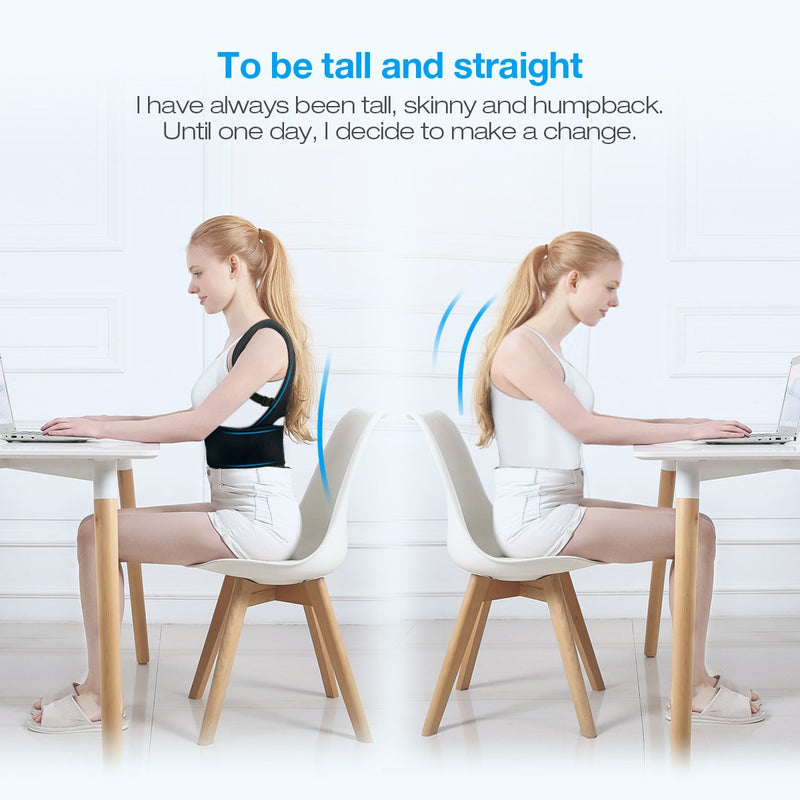 [Australia] - Magnetic Back Support for Posture Corrector with 10 Magnets and Adjustable Straps and Breathable Mesh Panels (Black, M) 