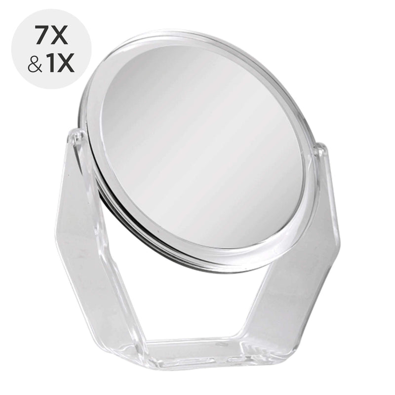 [Australia] - Zadro Two-Sided Swivel 7X/1X Magnification Acrylic Vanity Makeup Mirror for Bedroom, Bathroom and Tabletop 