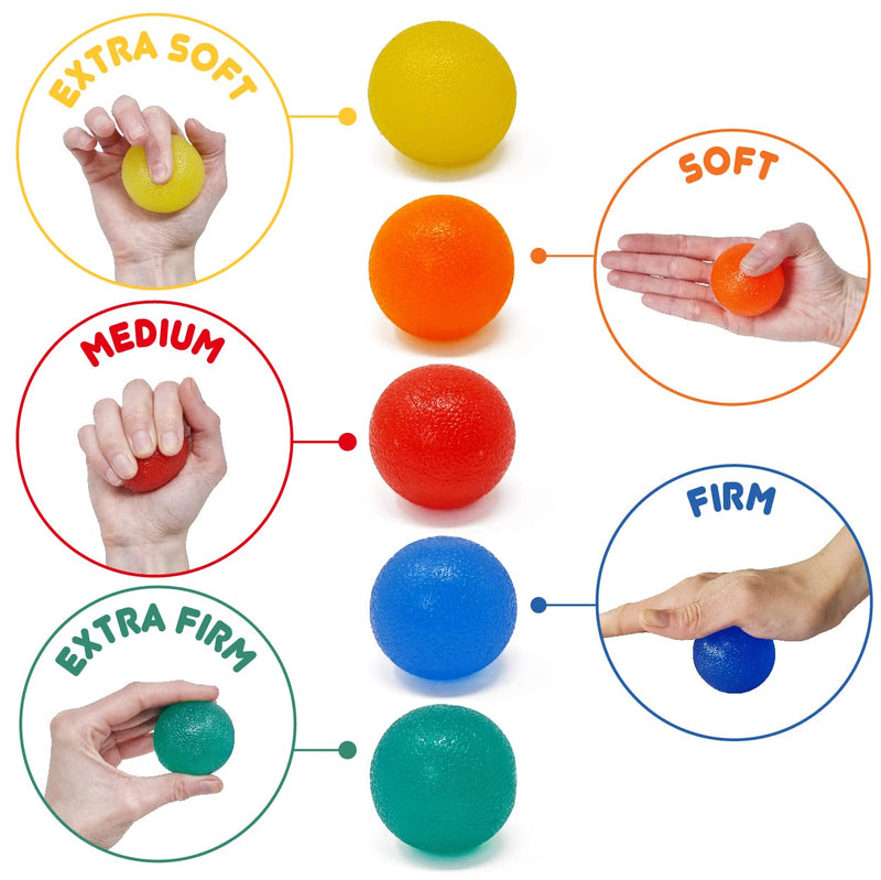 [Australia] - JFA Medical Hand Therapy Exercise Balls 5 Strengths - Extra Soft, Soft, Medium, Firm, Extra Firm 