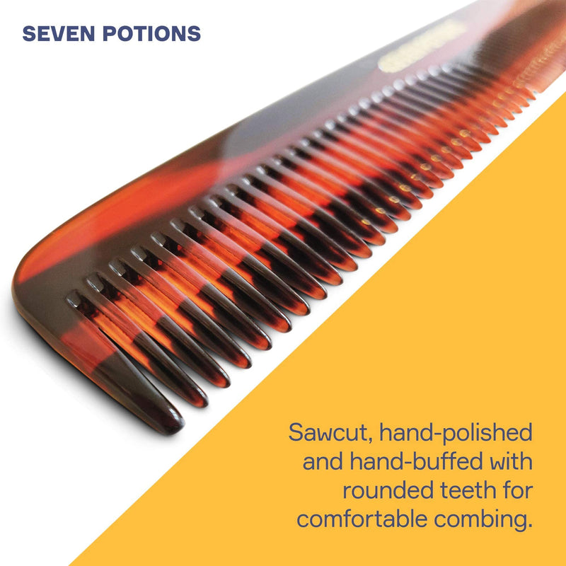 [Australia] - Seven Potions Hair Comb ‚Äî Fine and Coarse-Tooth Comb for Men's Hair, Beard & Moustache ‚Äî Handmade (18 cm / 7.1 inch) Hair Comb H1 