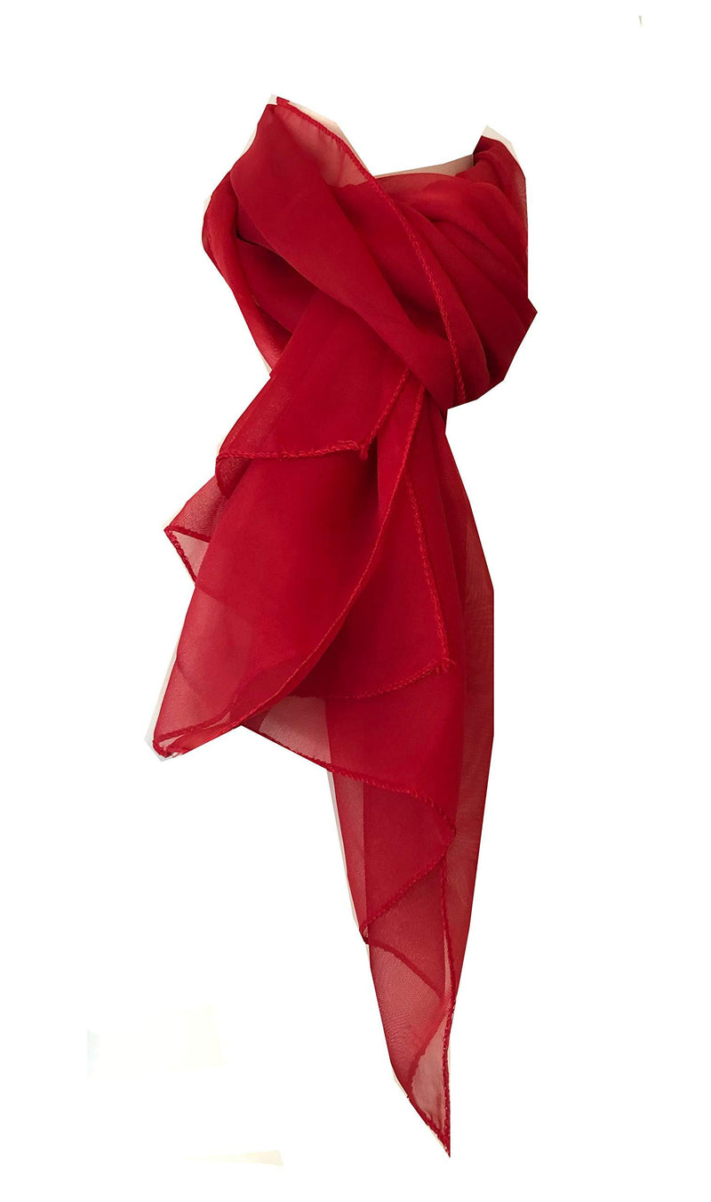 [Australia] - Plain block colour chiffon style scarf, thin pretty scarf, 150cm x 50cm great for any outfit lovely gift. Red 
