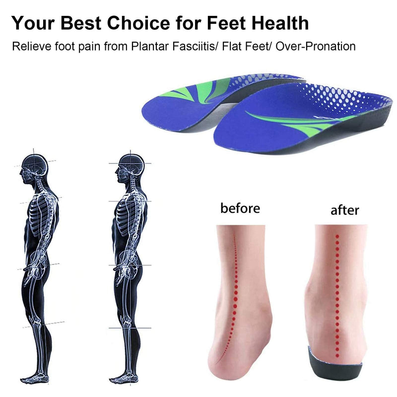 [Australia] - RooRuns FitFeet Orthotic Inserts 3/4 Length, High Arch Support Foot Insoles for Over-Pronation, Plantar Fasciitis, Flat Feet - Shoe Inserts for Walking, Running Men and Women S | Men's 5-6, Women's 6-7 