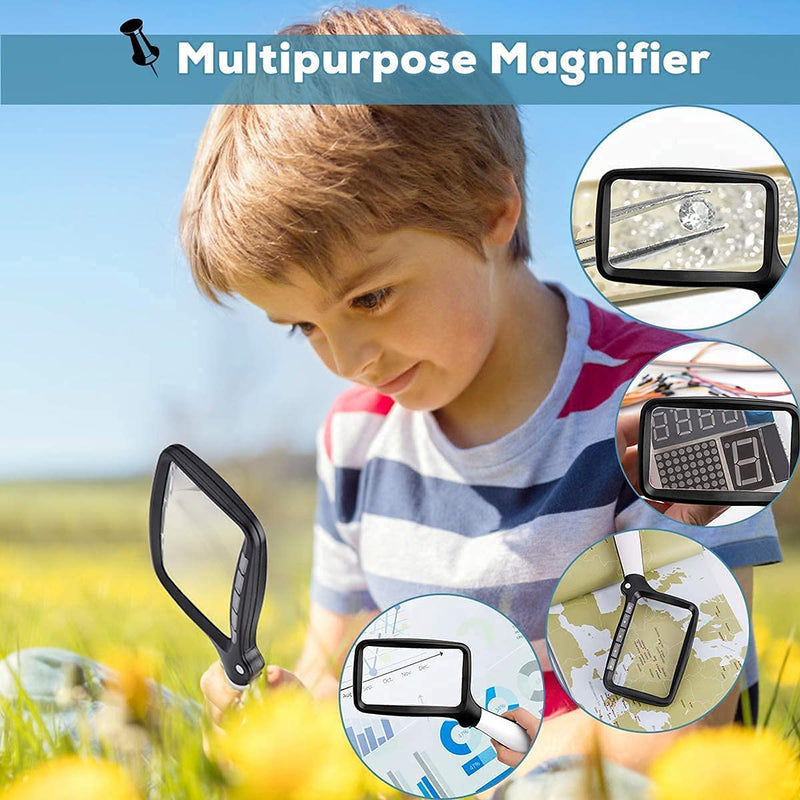 [Australia] - VOCA Magnifying Glass with Light, 3X Foldable Large Rectangle Reading Magnifier with Dimmable LED Light for Seniors, Newspaper, Books, Small Print, Lighted Gift for Low Visions Standard 