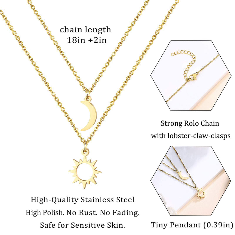 [Australia] - UNGENT THEM Sun and Moon Necklaces Best Friend Friendship Pedant Necklaces Jewelry Gift for Women Teen Girls(Silver/Gold) gold 