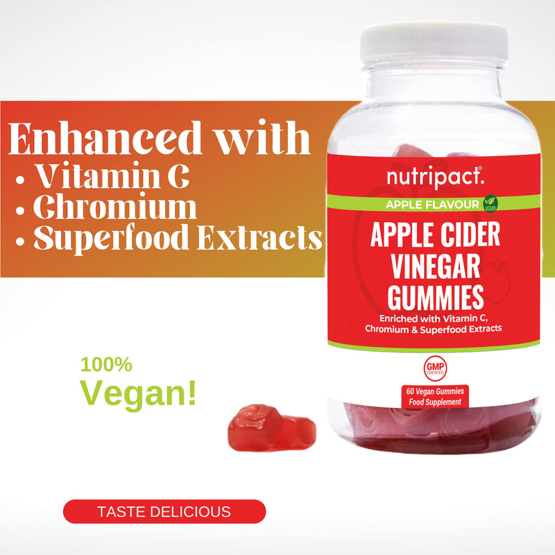 [Australia] - Apple Cider Vinegar Gummies - 1000mg ACV per Serving - 60 Gummies - Enhanced with Vitamin C, Chromium & Superfood Extracts - Vegan, Vegetarian & Gluten Free 