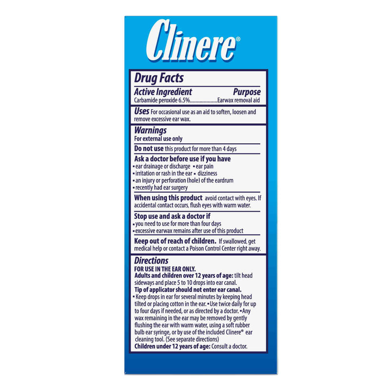 [Australia] - Clinere Earwax Removal Kit, Safely and Gently Clean Ear Wax, Itch Relief, Works Instantly .5oz Carbamide Peroxide, 4 Count 