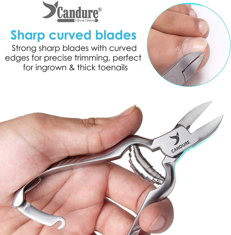 [Australia] - CANDURE Nail Clippers Cutters Nippers for Thick Toenails Plus Nail Clippers for Fingernails Podiatry Instruments Clippers with Ingrown Toe Nail File Improved Quality 
