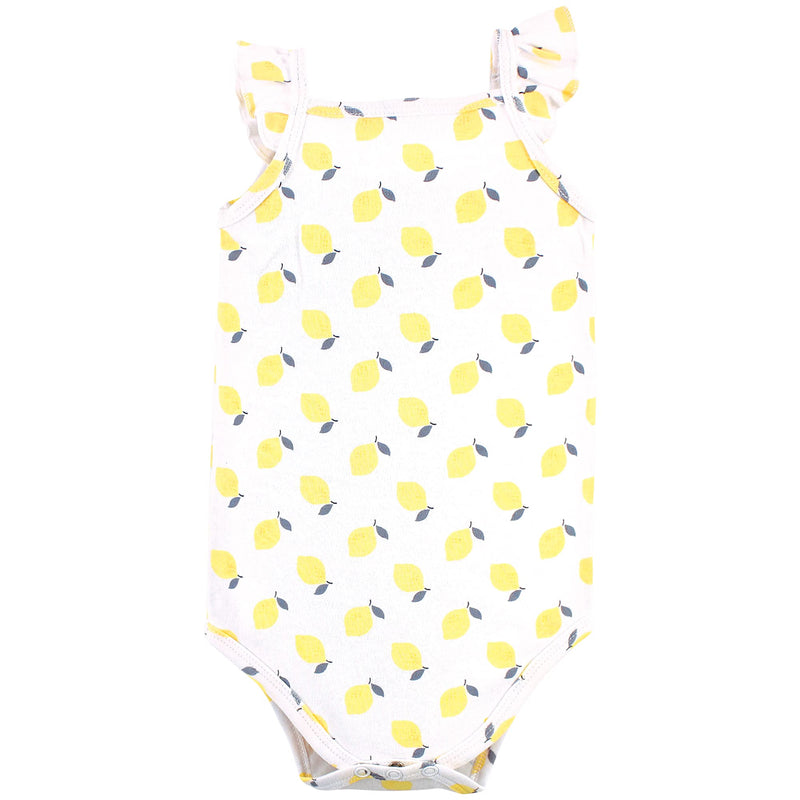 [Australia] - Hudson Baby Unisex Baby Cotton Sleeveless Bodysuits 0-3 Months Navy Lemon 