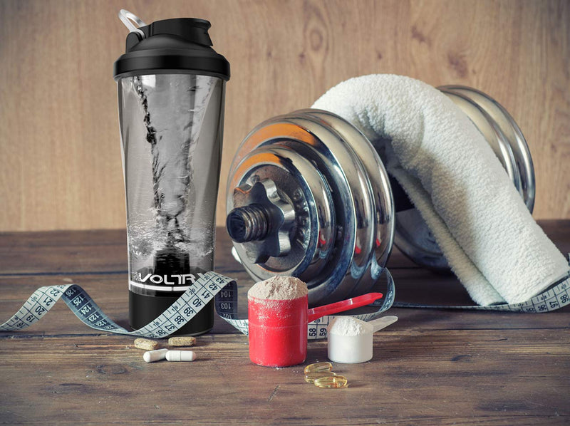 [Australia] - VOLTRX Premium Electric Protein Shaker Bottle, Made with Tritan - BPA Free - 600ml Vortex Portable Mixer Cup, USB C Rechargeable Shaker Cups for Protein Shakes (Black) Black 