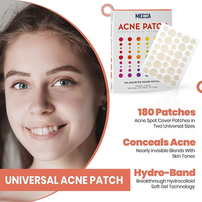 [Australia] - Acne Pimple Patch - Hydrocolloid Bandages (180 Count) Absorbing Covers in Two Universal Sizes, Acne Spot Treatment Care for Face & Skin Spot Patch Conceals Acne, Reduces Pimples and Blackheads 